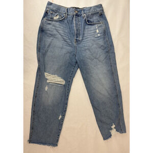 Veronica Beard Blake Crop Classic Straight High Rise Jeans Luxury Preppy Size 31